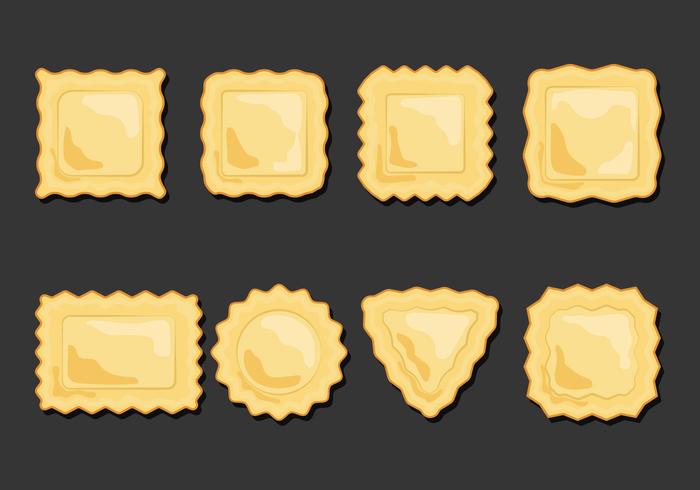 Conjunto de iconos de pasta de raviolis vector