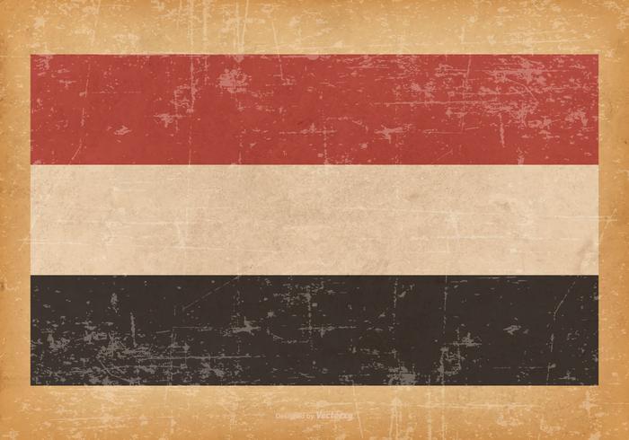 Old Grunge Flag of Yemen vector