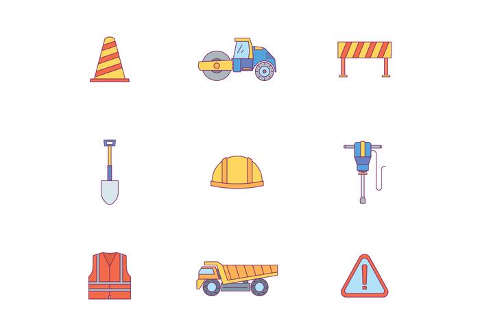 Iconos de trabajo de carreteras vector