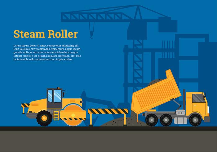 Steam Roller Road Build Vector