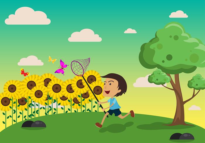 Butterfly Net Kids Vector Libre