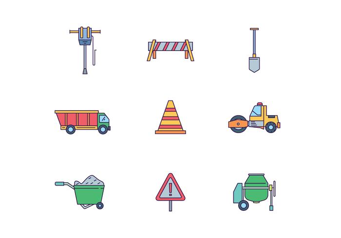 Iconos de construcción de carreteras vector