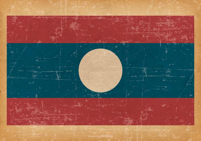 Old Grunge Flag of Laos vector