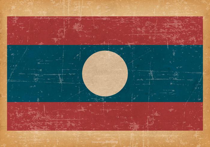 Viejo Grunge Bandera de Laos vector