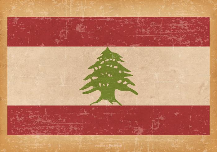 Old Grunge Flag of Lebanon vector