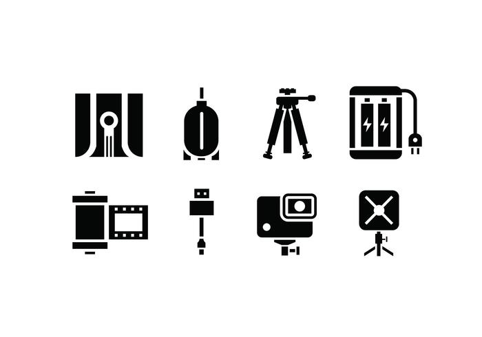 Iconos de cámara y accesorios vector