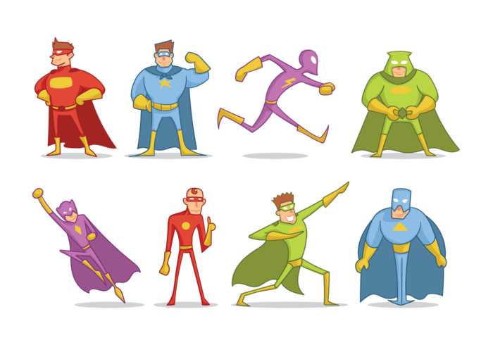 Super héroes de dibujos animados vector