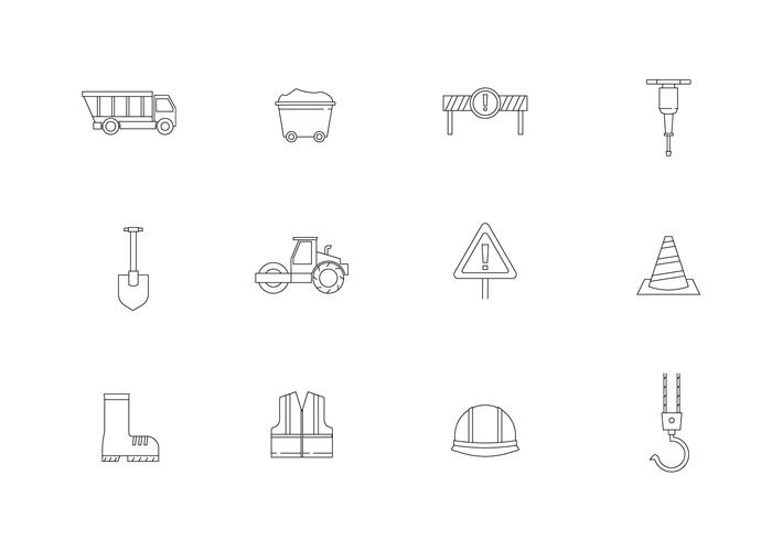 Outline Road Construction Icons vector