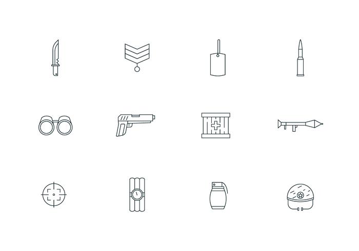 Outline Military Icons vector