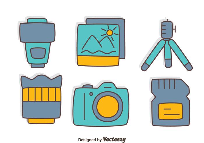 Hand Drawn Camera Element Collection Vector Hand Drawn Camera Element Collection Vector