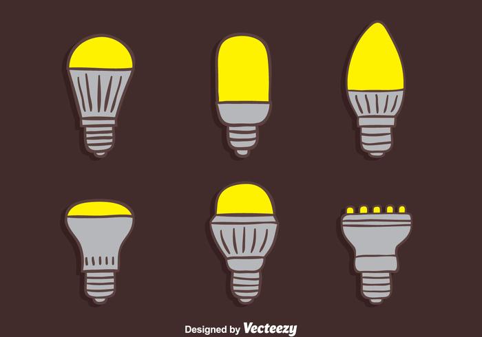 Hand Drawn Led Light Lamp Collection Vectors