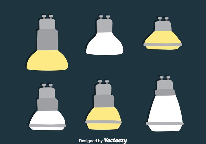 Flat Led Light Lamp Collection Vectors