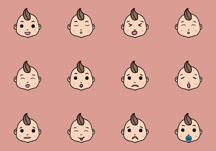 Set Of Cute Baby Emoticon Vectors 