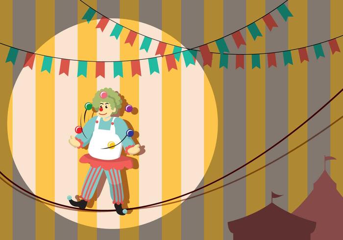 Clown Walking On Tightropel Illustration vector