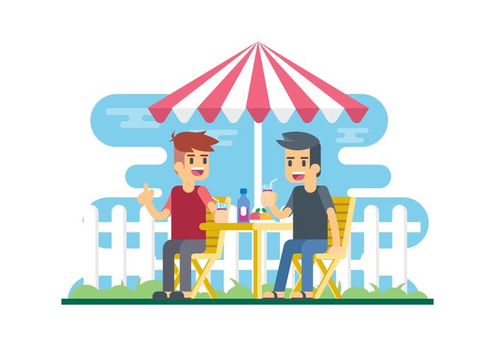 Relaxing In The Backyard Illustration Relaxing In The Backyard Illustration