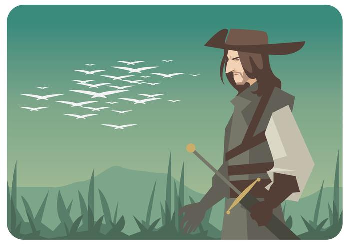 Musketeer With Landscape Background Vector