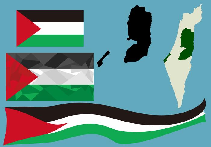 Bandera y Mapa de Gaza vector