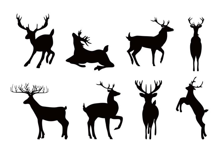 Deer or Caribou Silhouettes Vector