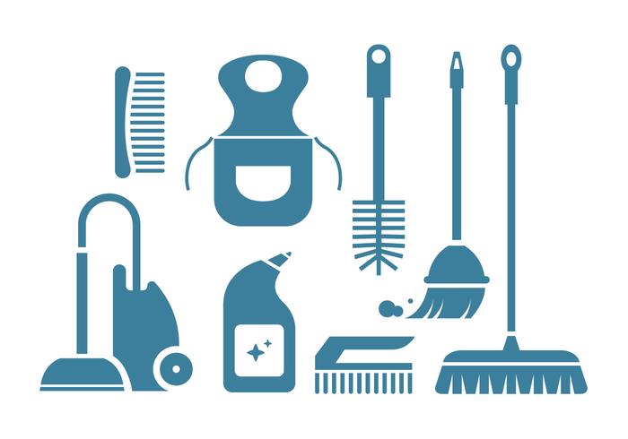 Cleaning tool vector icons