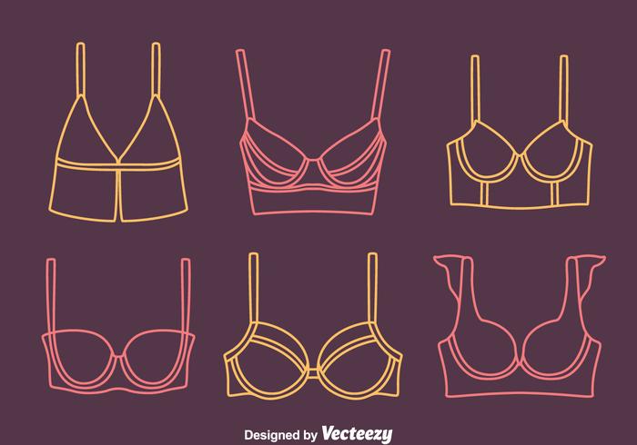 Bra Y Bustier Línea Iconos Vectores