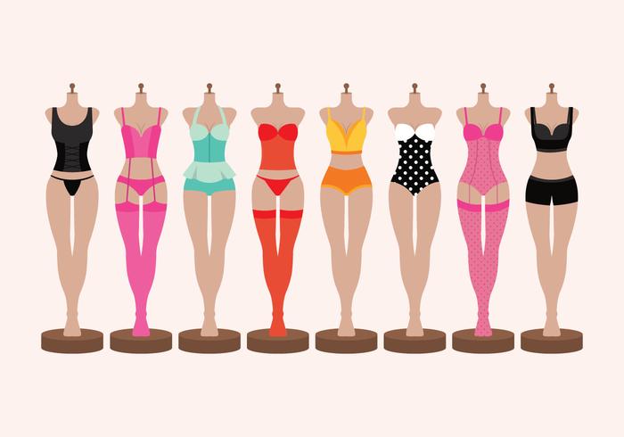 Lingerie and Bustiers on Mannequin Vectors