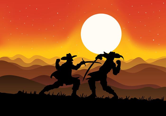 Musketeers Fighting Vector Background