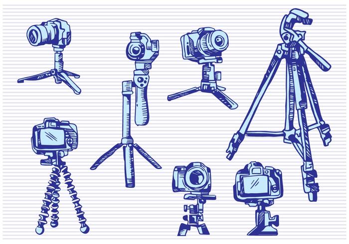 Camera Tripod Sketch Drawing Style vector