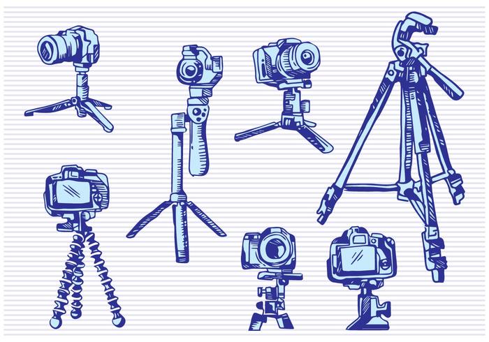 Camera Tripod Sketch Drawing Style vector