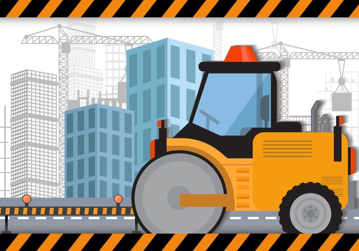 Steamroller For Construction vector