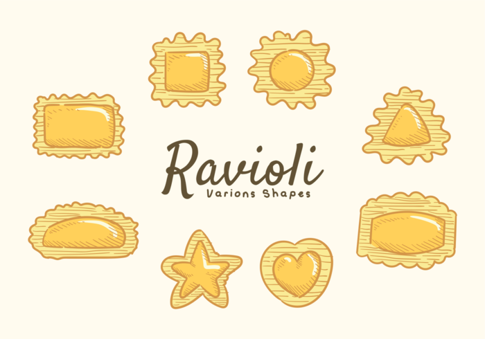 Ravioli Iconos Vector