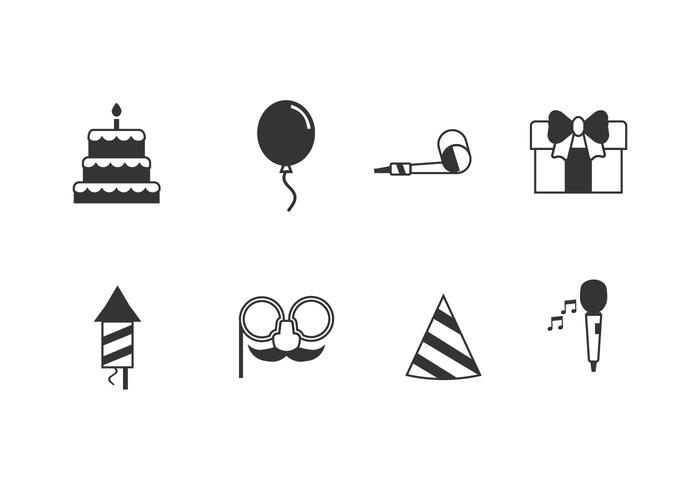 Iconos de conjunto de fiestas de cumpleaños vector