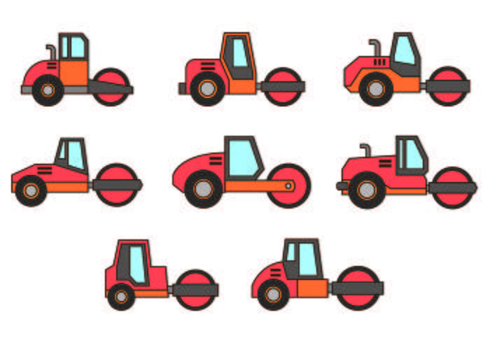 Set Of Steamroller Icons vector