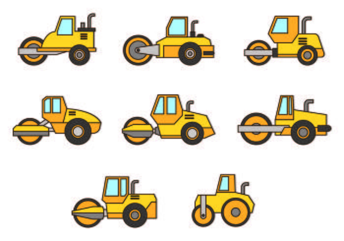 Set Of Steamroller Icons vector