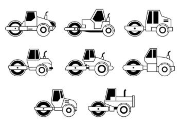 Set Of Steamroller Icons vector