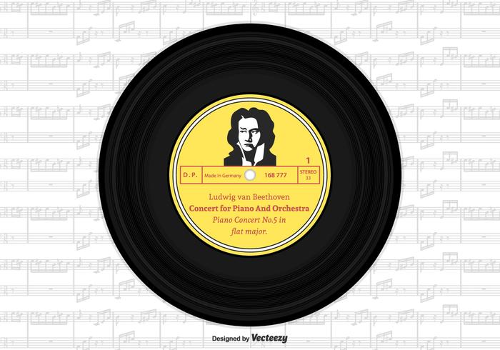 Beethoven Vinyl Single Record Vector Design