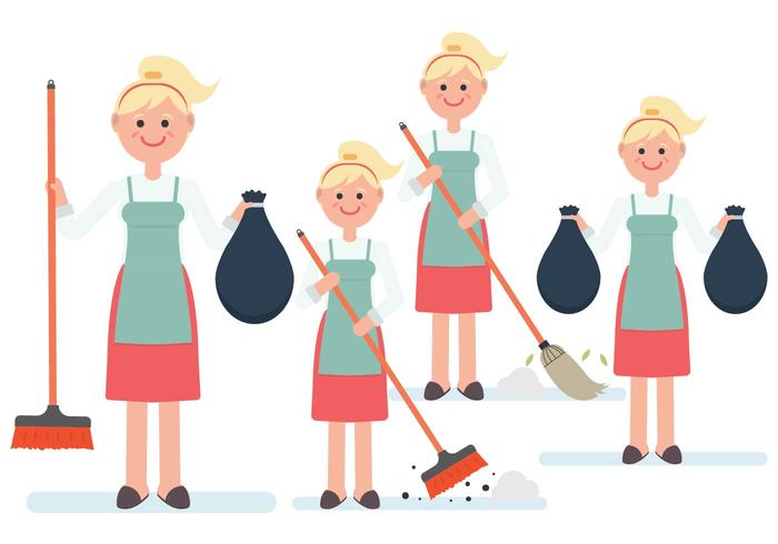 Women Character Vectors Cleaning Up