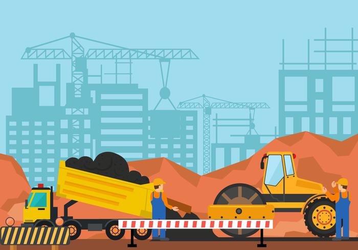 Steamroller For Construction vector