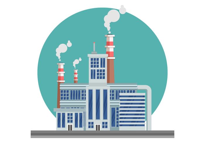 Industrial Landscape With Smoke Stack Vector Illustration