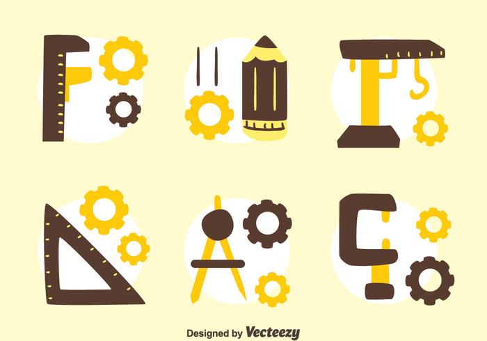Hand Drawn Enginer Tools Collection Vector Hand Drawn Enginer Tools Collection Vector