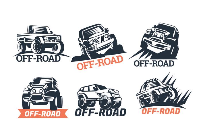 Set of Six Off-road Suv Logos Isolated on White Background vector