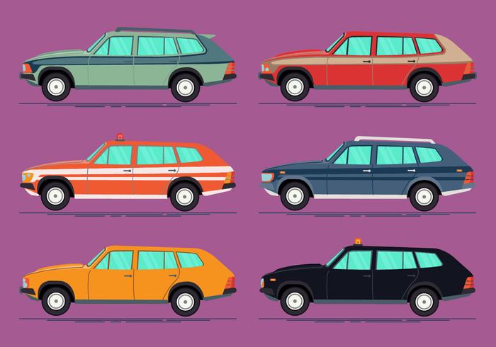 Colorful Station Wagon Vector Collection Colorful Station Wagon Vector Collection
