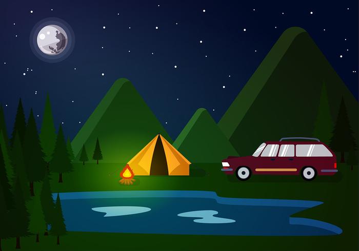 Station Wagon Camp Free Vector