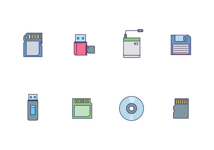 Icon Pack of External Storage Devices vector