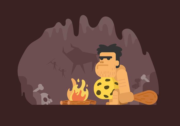 Ilustración prehistórica de hombre de las cavernas vector