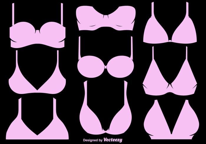 Vector Set Of Pink Bra And Bustiers