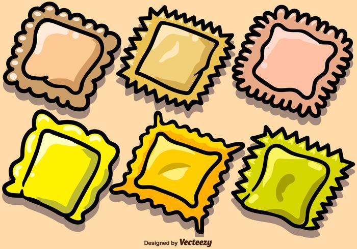 Vector Hand Drawn Pasta Ravioli Icons Vector Hand Drawn Pasta Ravioli Icons