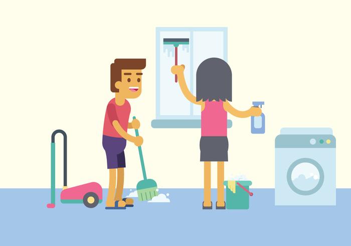 Ilustración gratuita de limpieza en casa vector