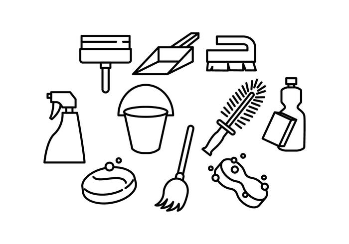 Free Cleaning Tools Line Icon Vector