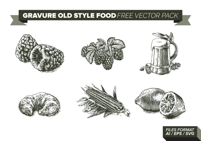 Gravure Old Style Food Free Vector Pack