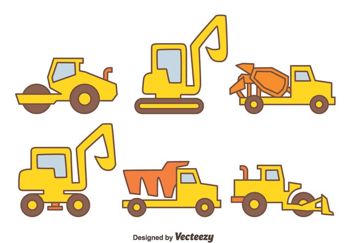 Construction Machines Icons Vector